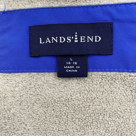 Lands End Jacket Boys Large 14-16 Blue Hooded Fleece Lined Nylon Winter Coat - Picture 9 of 13